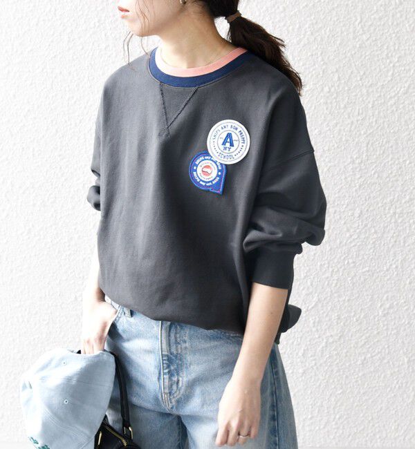 SHIPS any「SHIPS any:〈洗濯機可能〉USAコットン 裏毛 ワッペン ライン スウェット」|スウェット・ジャージ|