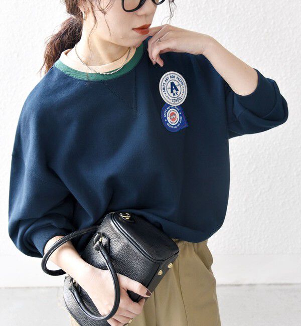 SHIPS any「SHIPS any:〈洗濯機可能〉USAコットン 裏毛 ワッペン ライン スウェット」|スウェット・ジャージ|