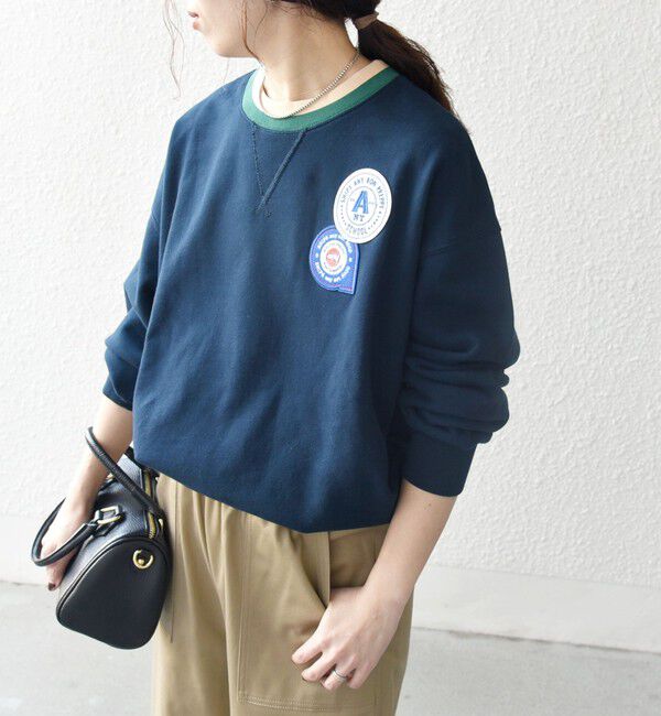 SHIPS any「SHIPS any:〈洗濯機可能〉USAコットン 裏毛 ワッペン ライン スウェット」|スウェット・ジャージ|