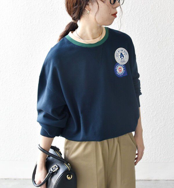 SHIPS any「SHIPS any:〈洗濯機可能〉USAコットン 裏毛 ワッペン ライン スウェット」|スウェット・ジャージ|
