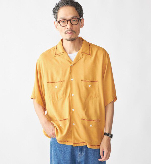 SHIPS「RAJAT: ハンド エンブロイダリー バック ショートスリーブ シャツ」|シャツ・ブラウス|