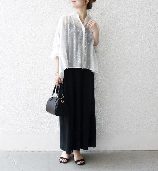 SHIPS any「《追加予約》【WEB限定】SHIPS any:〈手洗い可能〉シアー ドット レギュラーカラー ギャザー シャツ」|シャツ・ブラウス|