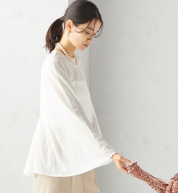 SHIPS for women「troisiemeCHACO:〈洗濯機可能〉シアー ケープ ブラウス」|シャツ・ブラウス|