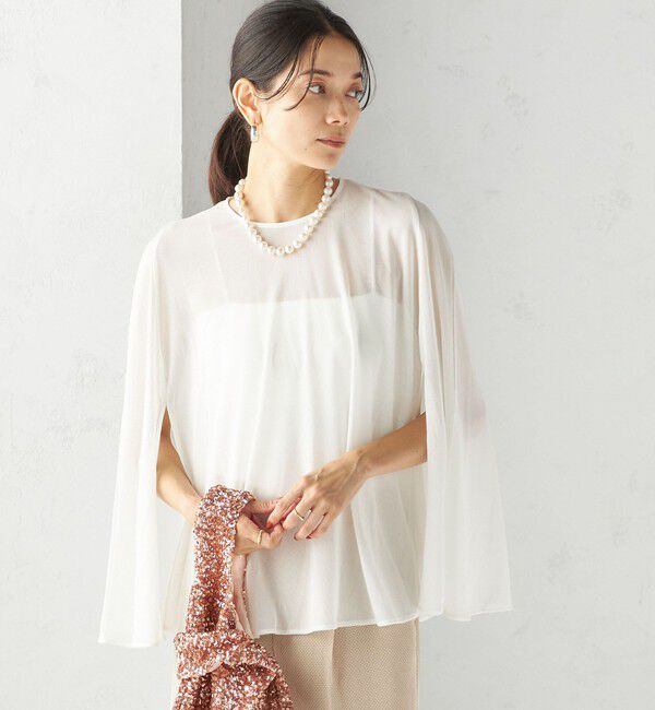 SHIPS for women「troisiemeCHACO:〈洗濯機可能〉シアー ケープ ブラウス」|シャツ・ブラウス|