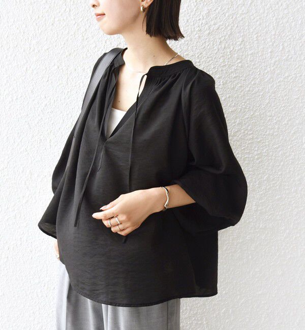 SHIPS for women「〈手洗い可能〉シアー タンブラー デザイン ギャザー ブラウス」|シャツ・ブラウス|