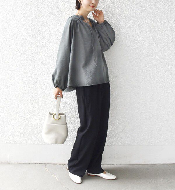 SHIPS for women「〈手洗い可能〉シアー タンブラー デザイン ギャザー ブラウス」|シャツ・ブラウス|