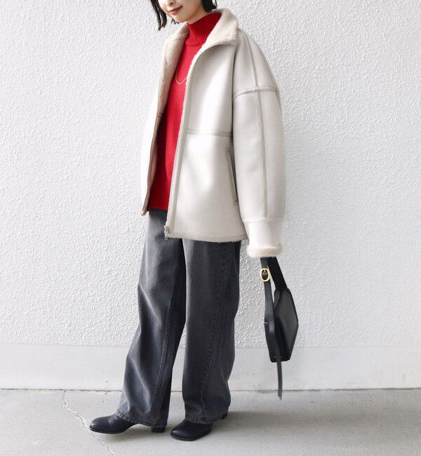 SHIPS for women「フェイク ムートン ジップ コート」|その他|