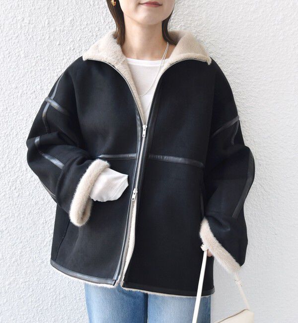 SHIPS for women「フェイク ムートン ジップ コート」|その他|