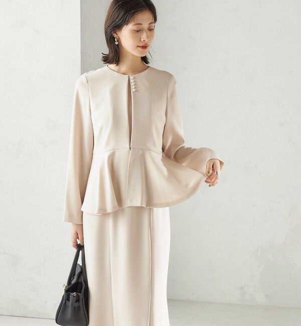 SHIPS for women「Kaene:フレア ジャケット ワンピース（セレモニー対応可）」|ワンピース|ベージュ