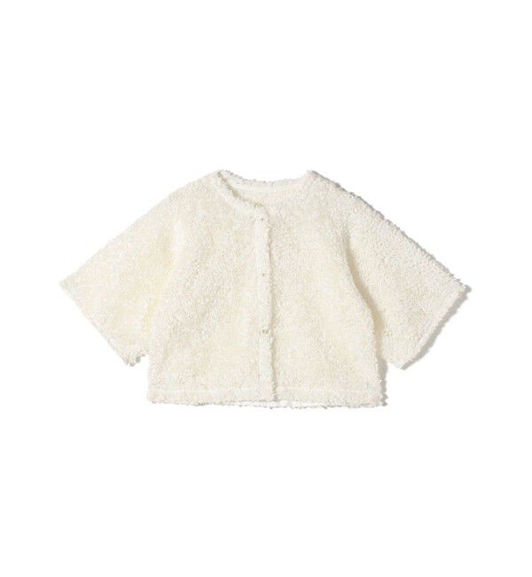 SHIPS for women「little black:〈手洗い可能〉パール 釦 フリル チュール 半袖 ブラウス」|シャツ・ブラウス|