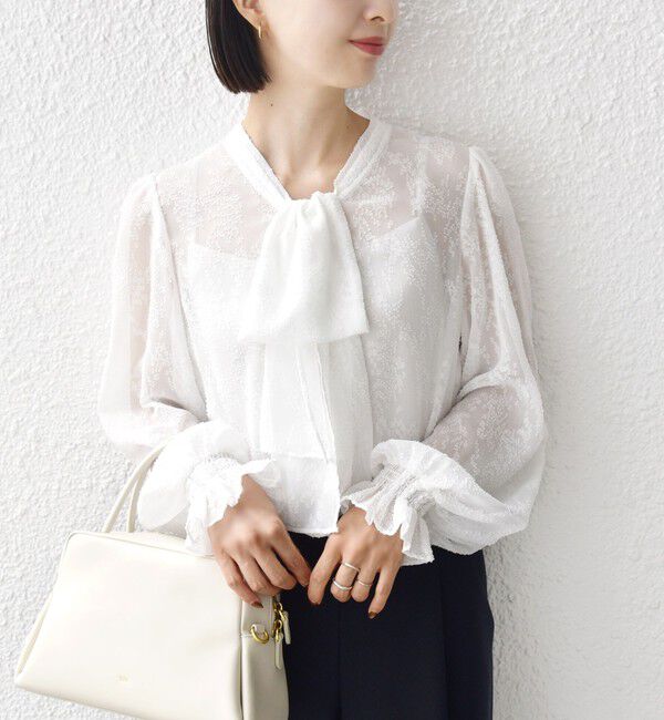 SHIPS for women「【SHIPS別注】troisiemeCHACO: 〈手洗い可能〉2WAY シアー タイ ブラウス（セレモニー対応可）」|シャツ・ブラウス|