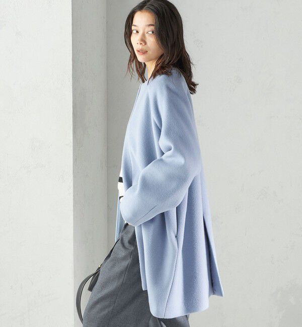 SHIPS for women「Pure SUPER100 ノーカラー コート」|ノーカラーコート|