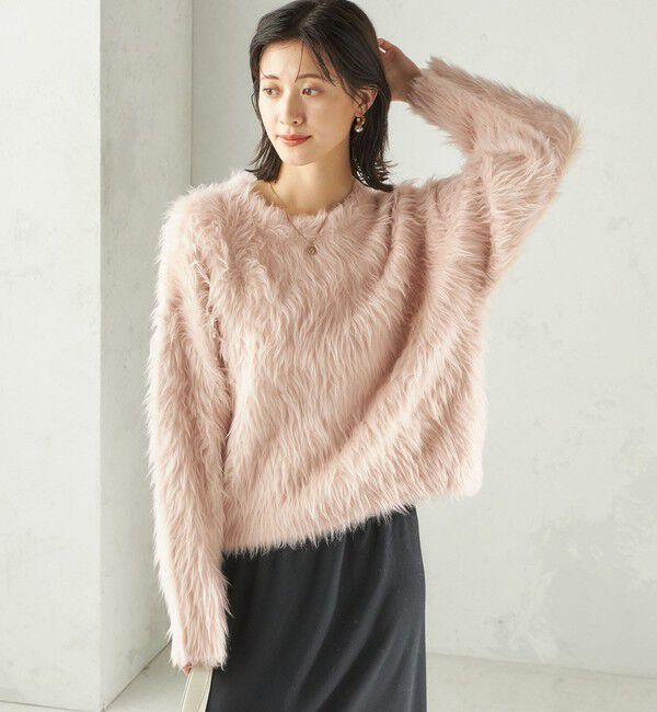 SHIPS for women「〈手洗い可能〉シャギー ファー クルーネック プルオーバー」|ニット・セーター|