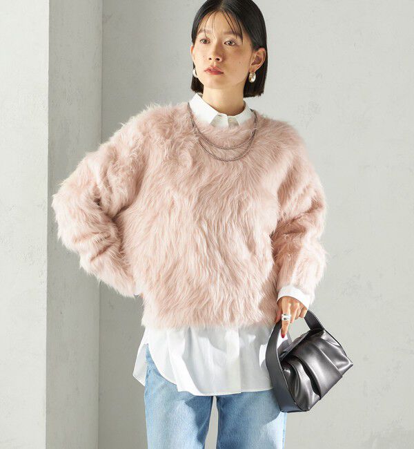 SHIPS for women「〈手洗い可能〉シャギー ファー クルーネック プルオーバー」|ニット・セーター|