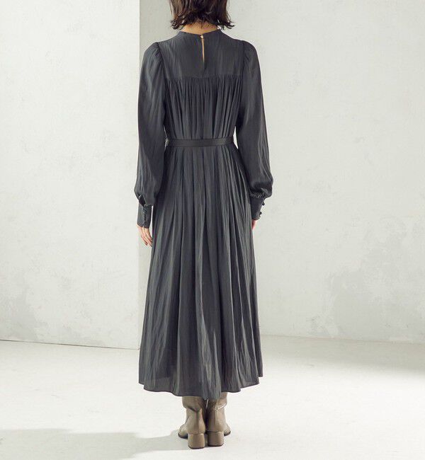 SHIPS for women「〈手洗い可能〉カッセン ギャザー ベルト付き 長袖 ワンピース」|ワンピース|