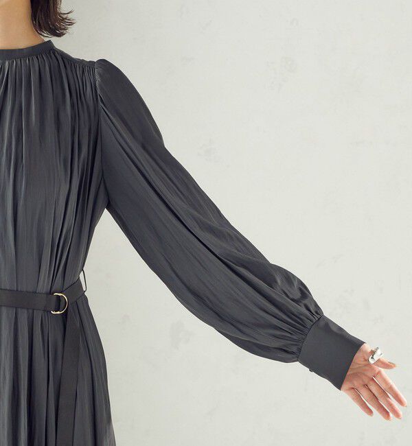 SHIPS for women「〈手洗い可能〉カッセン ギャザー ベルト付き 長袖 ワンピース」|ワンピース|