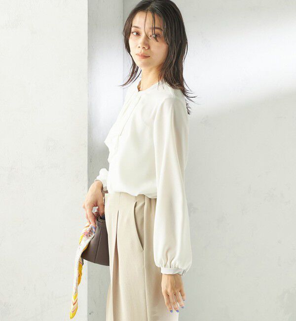 SHIPS for women「〈手洗い可能〉フロント タイ メロー 長袖 ブラウス」|シャツ・ブラウス|