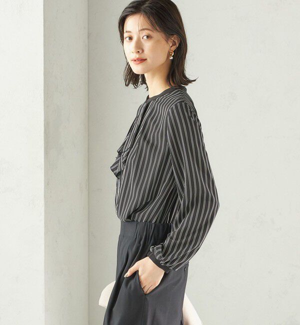 SHIPS for women「〈手洗い可能〉フロント タイ メロー 長袖 ブラウス」|シャツ・ブラウス|