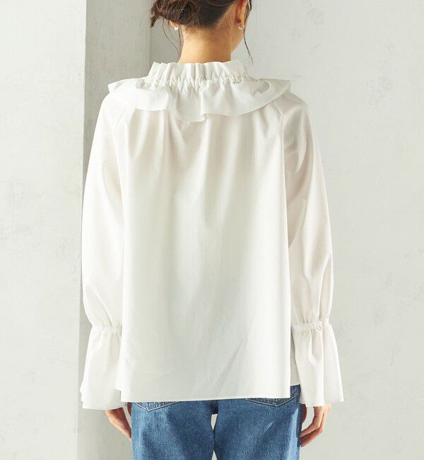 SHIPS for women「《予約》〈撥水加工 / UVカット〉タフタ フリルカラー キャンディースリーブ ブラウス（セレモニー対応可）」|シャツ・ブラウス|