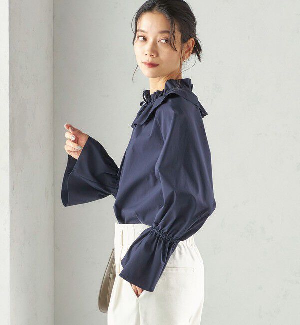 SHIPS for women「《予約》〈撥水加工 / UVカット〉タフタ フリルカラー キャンディースリーブ ブラウス（セレモニー対応可）」|シャツ・ブラウス|