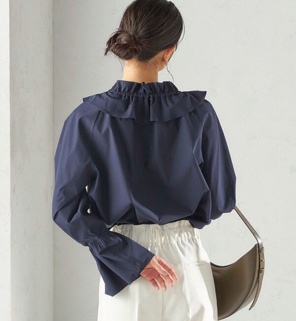 SHIPS for women「《予約》〈撥水加工 / UVカット〉タフタ フリルカラー キャンディースリーブ ブラウス（セレモニー対応可）」|シャツ・ブラウス|
