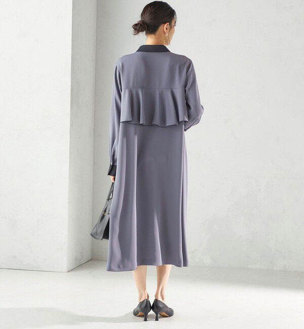 SHIPS for women「〈洗濯機可能〉ライト ダブルクロス バックフリル Aライン ワンピース（セレモニー対応可）」|ワンピース|