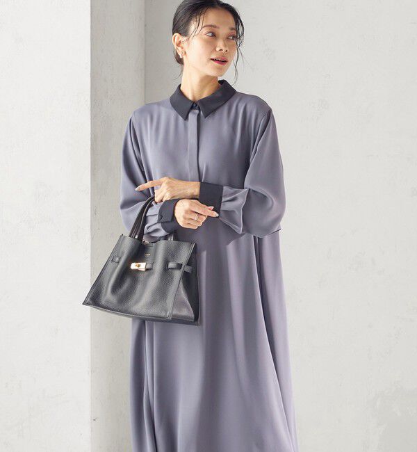 SHIPS for women「〈洗濯機可能〉ライト ダブルクロス バックフリル Aライン ワンピース（セレモニー対応可）」|ワンピース|