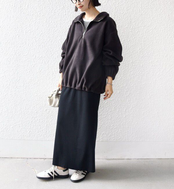 SHIPS for women「〈洗濯機可能〉フリース 裾 ドロスト ハーフ ジップ プルオーバー」|Tシャツ・カットソー|