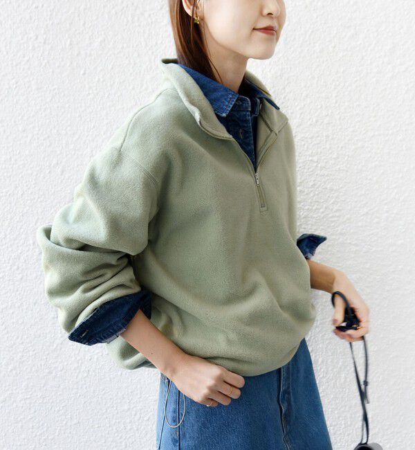 SHIPS for women「〈洗濯機可能〉フリース 裾 ドロスト ハーフ ジップ プルオーバー」|Tシャツ・カットソー|