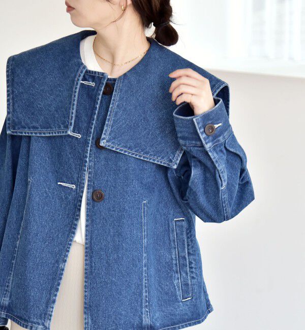 quaranciel「quaranciel:〈洗濯機可能〉セーラーカラー デニム ブルゾン」|デニムジャケット|