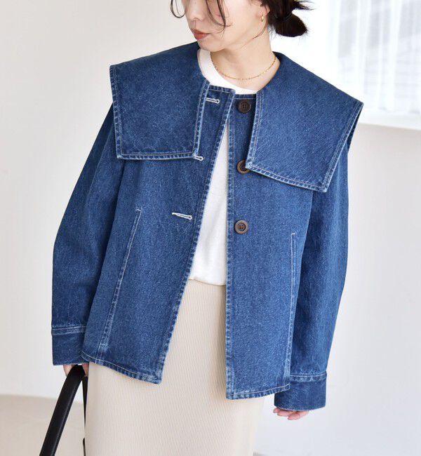 quaranciel「quaranciel:〈洗濯機可能〉セーラーカラー デニム ブルゾン」|デニムジャケット|