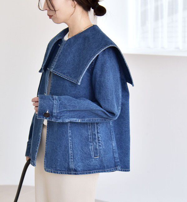 quaranciel「quaranciel:〈洗濯機可能〉セーラーカラー デニム ブルゾン」|デニムジャケット|