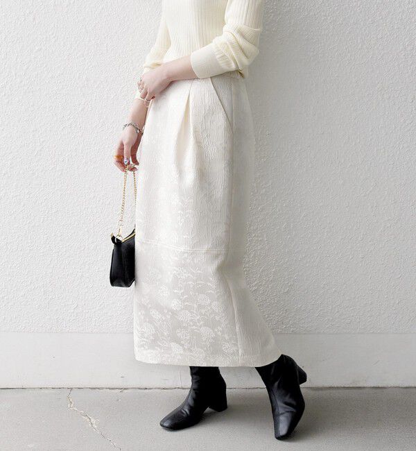 SHIPS any「SHIPS any:〈手洗い可能〉フラワー ジャカード Iライン タック スカート」|スカート|