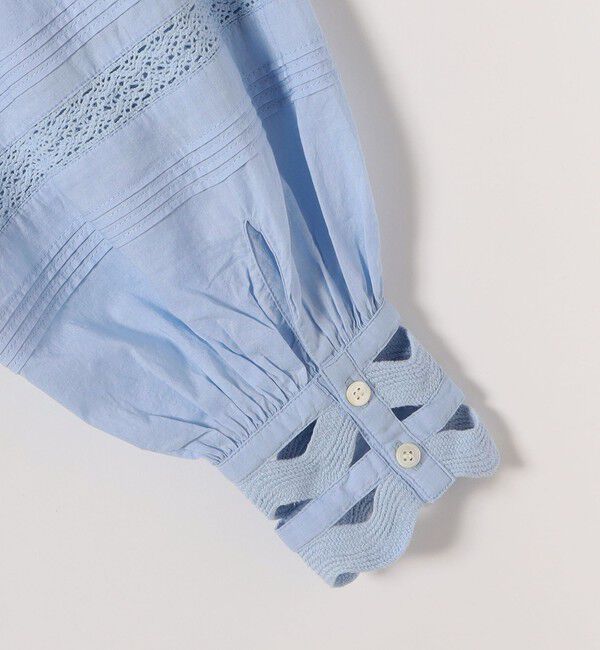 SHIPS any「SHIPS any:〈洗濯機可能〉キャンブリック スタンドカラー レース シャツ ブラウス」|シャツ・ブラウス|