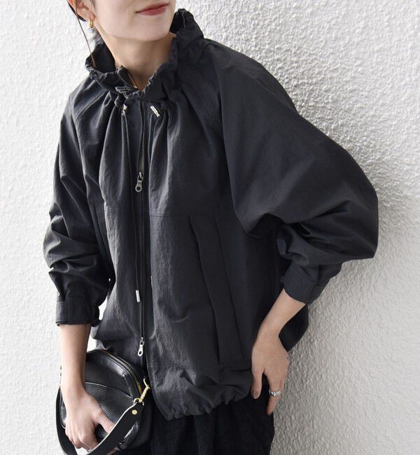 SHIPS any「《予約》SHIPS any:〈洗濯機可能〉ナイロン タスラン ギャザー スタンドカラー ブルゾン」|ブルゾン・スタジャン|