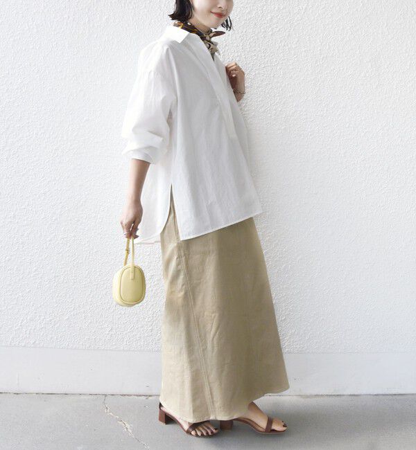 SHIPS for women「《予約》〈手洗い可能〉無地 / ストライプ サイド スリット スキッパー コットン シャツ」|シャツ・ブラウス|