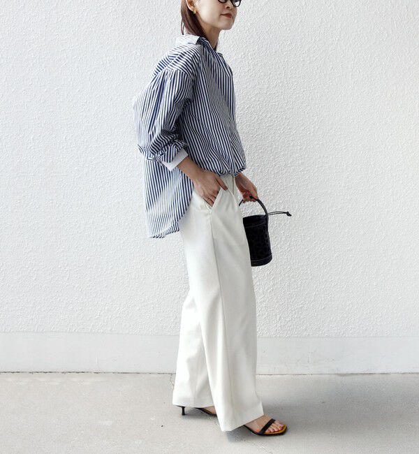 SHIPS for women「《予約》〈手洗い可能〉無地 / ストライプ サイド スリット スキッパー コットン シャツ」|シャツ・ブラウス|