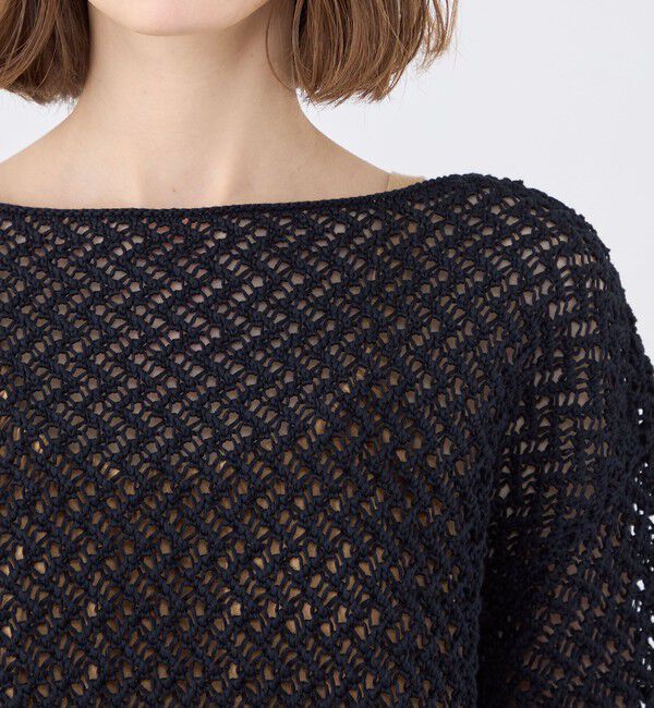 MACPHEE「メッシュコットン ボートネックプルオーバー」|ニット・セーター|