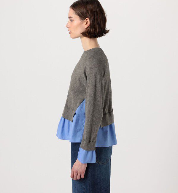 MACPHEE「ファブリックコンビ クルーネックプルオーバー」|ニット・セーター|