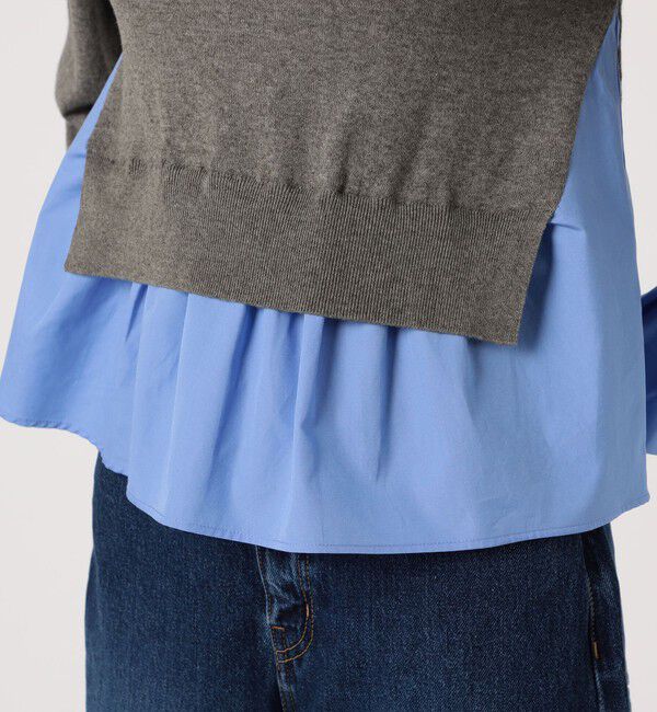 MACPHEE「ファブリックコンビ クルーネックプルオーバー」|ニット・セーター|