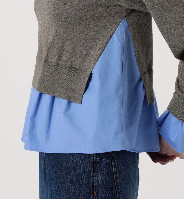 MACPHEE「ファブリックコンビ クルーネックプルオーバー」|ニット・セーター|