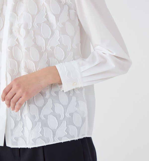 TOMORROWLAND collection「リーフカットジャカード コンビネーションブラウス」|シャツ・ブラウス|