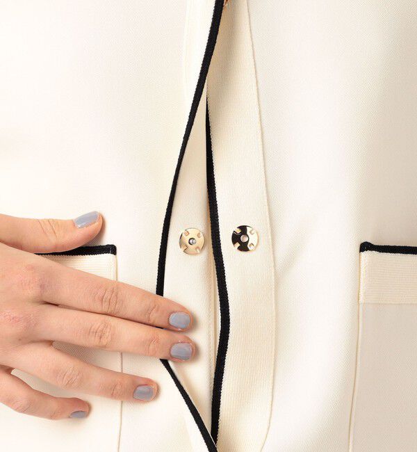 Ballsey「ニットコンビダブルクロス クルーネックジャケット」|ノーカラージャケット|