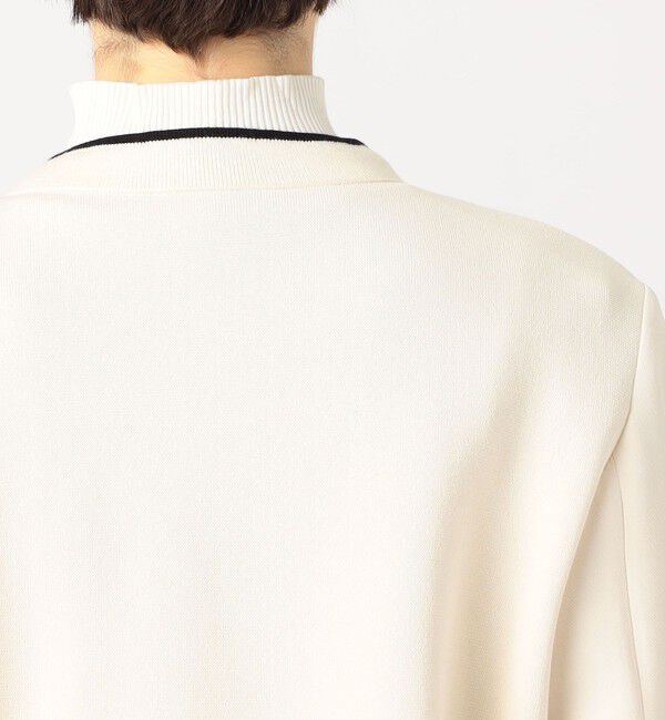 Ballsey「ニットコンビダブルクロス クルーネックジャケット」|ノーカラージャケット|