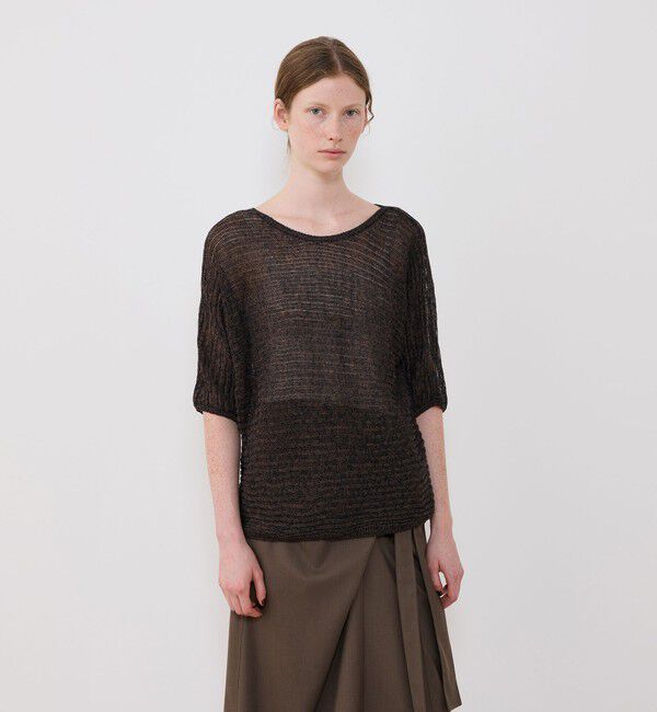 GALERIE VIE「コットンリネンムリネ ハーフスリーブプルオーバー」|ニット・セーター|