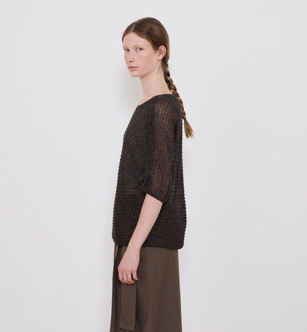 GALERIE VIE「コットンリネンムリネ ハーフスリーブプルオーバー」|ニット・セーター|