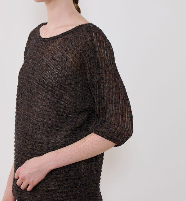 GALERIE VIE「コットンリネンムリネ ハーフスリーブプルオーバー」|ニット・セーター|