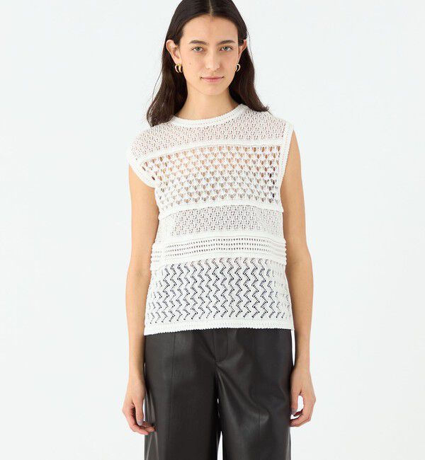 MACPHEE「レーシーギマ スリーブレスプルオーバー」|ニット・セーター|