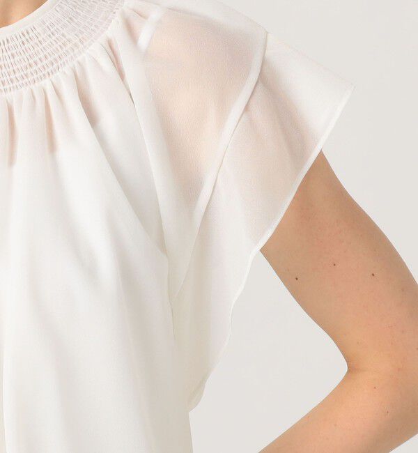 Ballsey「シアートリコット シャーリングネックブラウス」|シャツ・ブラウス|