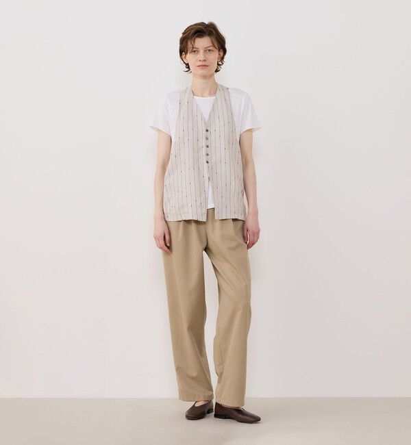 GALERIE VIE「リネンシルクノットストライプ ネックバンドベスト」|ベスト・ジレ|